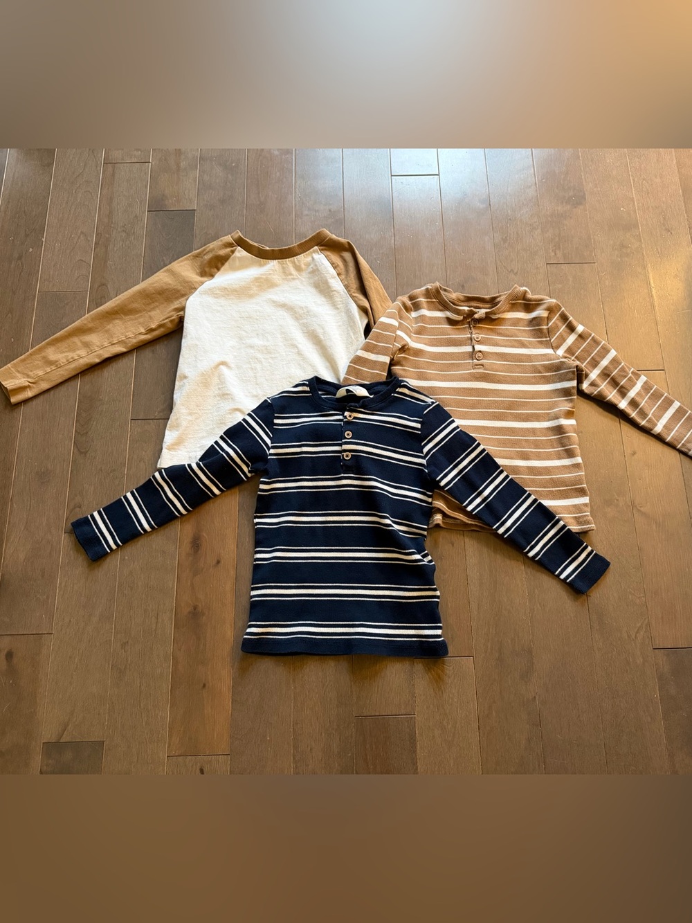 H&M Kids Long-Sleeve Henley & Raglan Tops - Navy, Tan, Cream